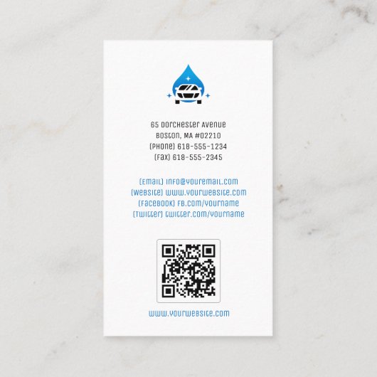 Automatische wasservice voor auto's visitekaartje (Achterkant)