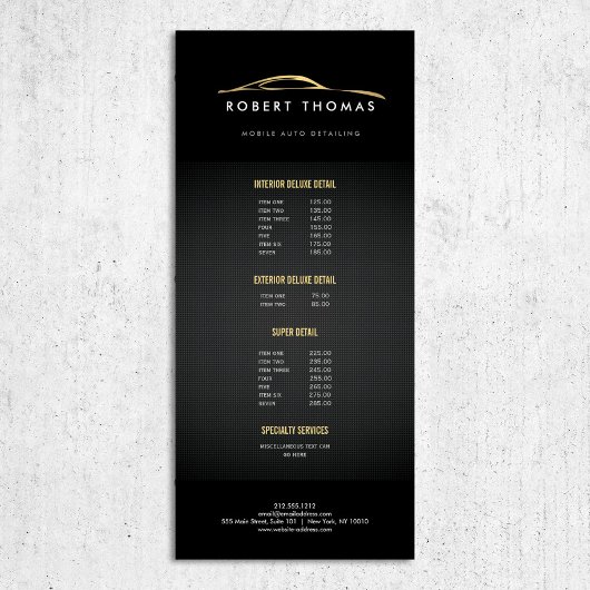 Automatische zwarte en Gold-gegevens, automatische Reclamekaart