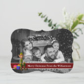 Automatische zwarte en witte foto Elf Fancy sierst Feestdagenkaart (Staand voorkant)