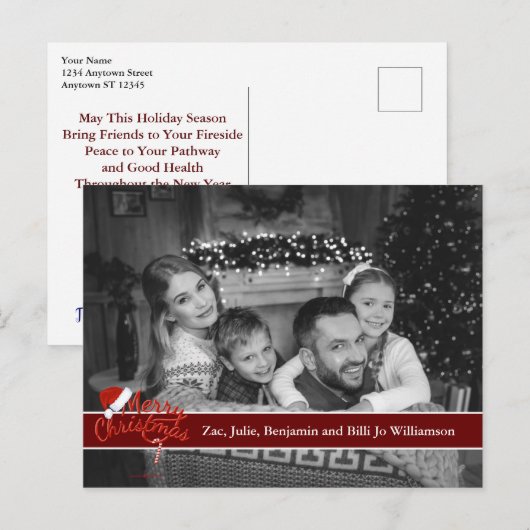 Automatische zwarte en witte kerstfoto briefkaart (Voorkant / Achterkant)