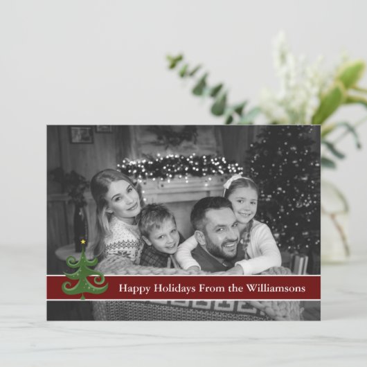 Automatische zwarte en witte Prettige feestdagen M Feestdagenkaart (Staand voorkant)