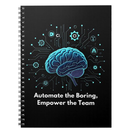 Automatiseer het saaie, empower het team notitieboek (Voorkant)