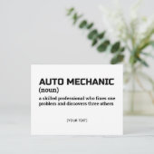 Automechanicien – Grappige Definitie Ansichtkaart Briefkaart (Staand voorkant)