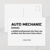 Automechanicien – Grappige Definitie Ansichtkaart Briefkaart (Voorkant / Achterkant)