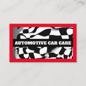 Automobiel Auto Mechanic Geruite Vlag Rood Visitekaartje (Voorkant)