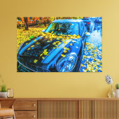 Automobiel , auto - Seizoen van gestorven bladeren Canvas Afdruk (Insitu (Woonkamer))