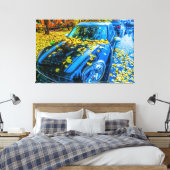 Automobiel , auto - Seizoen van gestorven bladeren Canvas Afdruk (Insitu (Slaapkamer))