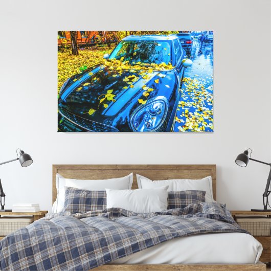 Automobiel , auto - Seizoen van gestorven bladeren Canvas Afdruk (Insitu (Slaapkamer))