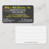 Automobiel autoreparatiemechanisme met twee zijden visitekaartje (Voorkant / Achterkant)