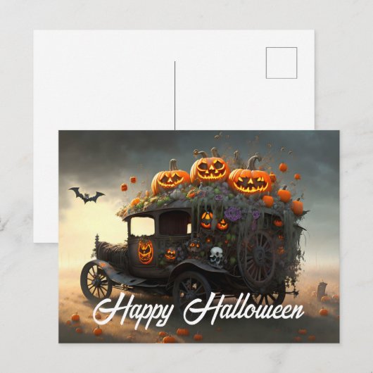  Automobiel en Pompoenen Halloween Briefkaart (Voorkant / Achterkant)