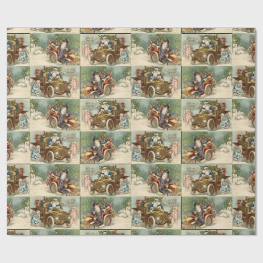  Automobiel Kerstmis Cadeaupapier (Vlak)