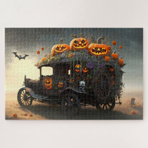  Automobiel met jack-o-lantaarns Halloween Legpuzzel