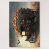 Automobiel met jack-o-lantaarns Halloween Legpuzzel (Verticaal)