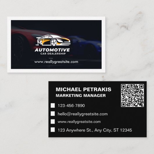 Automobielautowas & Auto die QR Code detailleren Visitekaartje (Voorkant / Achterkant)