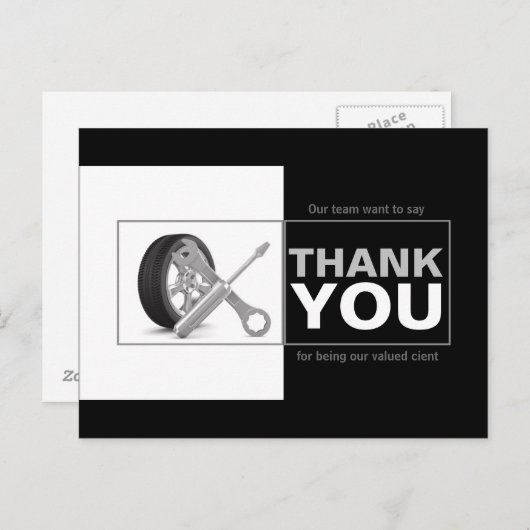 Automobielbedrijf Car Service Dank u Briefkaart (Voorkant / Achterkant)