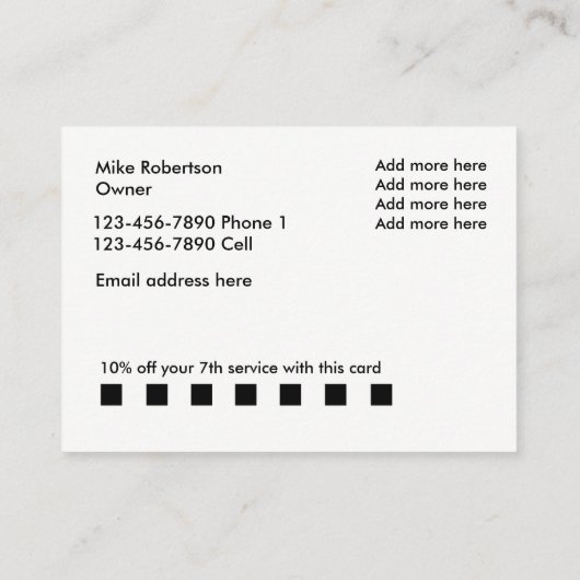 Automobieldetail en -reiniging visitekaartje (Achterkant)