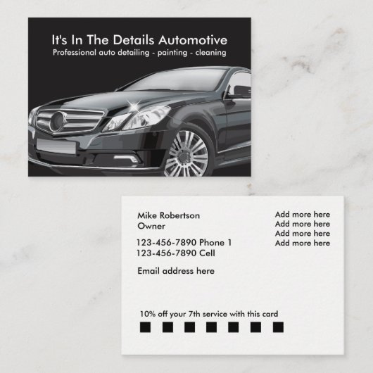 Automobieldetail en -reiniging visitekaartje (Voorkant / Achterkant)