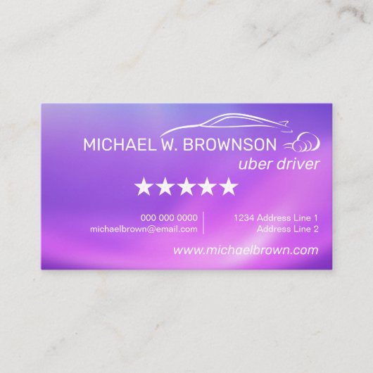 Automobiele regenboogroze driver 5 star visitekaartje (Voorkant)