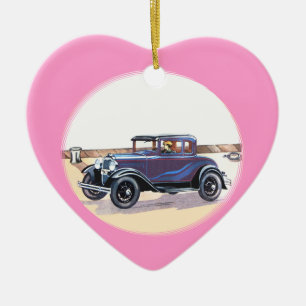  Automobiele Romantische Roze Hart uit de jaren 20 Keramisch Ornament