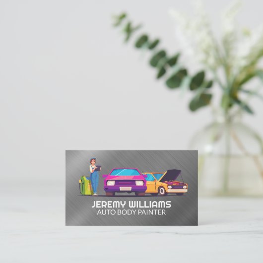 Automobielen illustratie | werktuigbouwkundige visitekaartje (Staand voorkant)