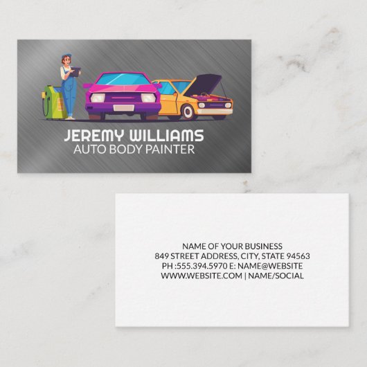 Automobielen illustratie | werktuigbouwkundige visitekaartje (Voorkant / Achterkant)