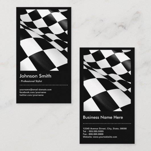 Automobielindustrie - zwarte witte vlag visitekaartje (Voorkant / Achterkant)