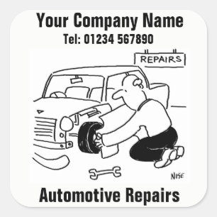 Automobielreparaties Bedrijfsstickers Vierkante Sticker