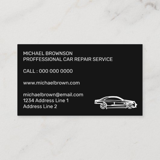 Automobielstuurprogramma voor Black Car Logo Visitekaartje (Achterkant)