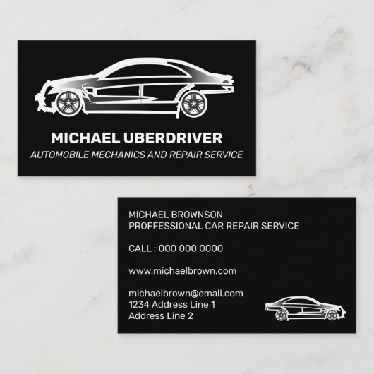 Automobielstuurprogramma voor Black Car Logo Visitekaartje (Voorkant / Achterkant)