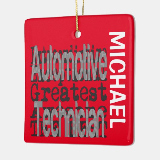 Automobieltechnicus Extraordinaire CUSTOM Keramisch Ornament (Links)
