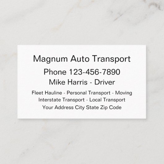Automobieltransportkoerier Visitekaartje (Achterkant)