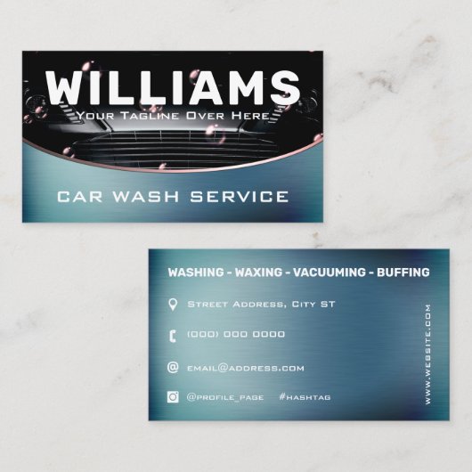 Automobielwasstraat vet visitekaartje (Voorkant / Achterkant)