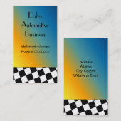 Automobielzwart en wit gecheckt ontwerp visitekaartje (Voorkant / Achterkant)