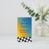 Automobielzwart en wit gecheckt ontwerp visitekaartje (Staand voorkant)