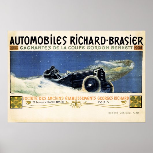 AUTOMOBILES RICHARD BRASIER Advertisement Old Car Poster (Voorkant)