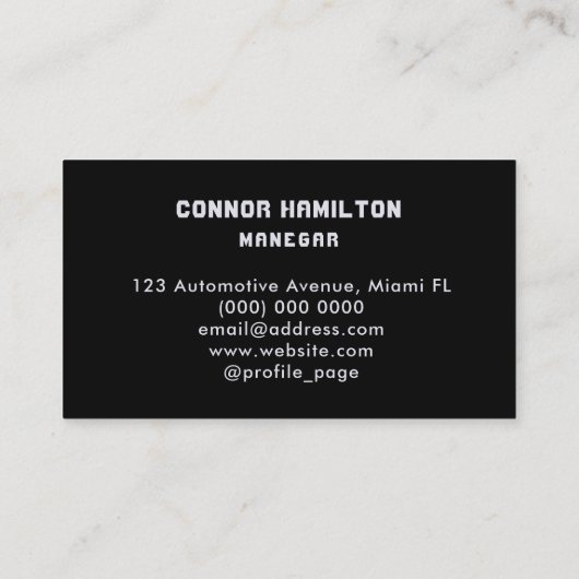 Automotive Car Wash & Auto Detailing Modern Zwart Visitekaartje (Achterkant)