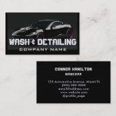 Automotive Car Wash & Auto Detailing Modern Zwart Visitekaartje (Voorkant / Achterkant)