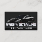 Automotive Car Wash & Auto Detailing Modern Zwart Visitekaartje (Voorkant)
