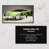 Automotive Car Wash & Auto Detailing Modern zwart Visitekaartje (Voorkant / Achterkant)