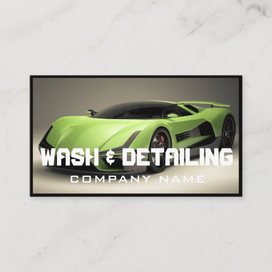 Automotive Car Wash & Auto Detailing Modern zwart Visitekaartje (Voorkant)