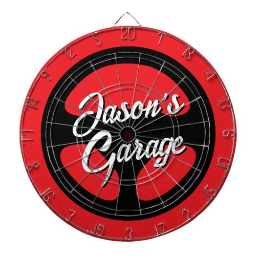 Automotive dartboard met auto stuurwiel print dartbord (Voorkant)