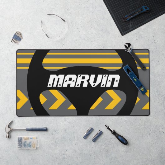 Automotive desk mat or mouse pad with custom text (Werkstation)