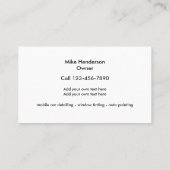 Automotive Detailing Schoonmaak Visitekaartjes (Achterkant)