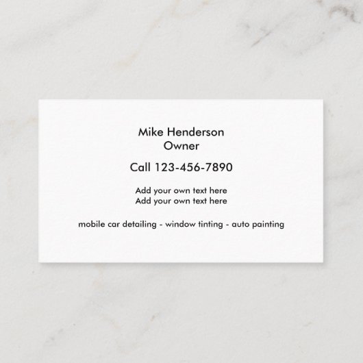 Automotive Detailing Schoonmaak Visitekaartjes (Achterkant)