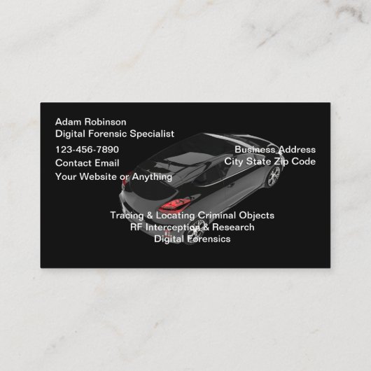 Automotive Digital Forensics Services Visitekaartje (Achterkant)