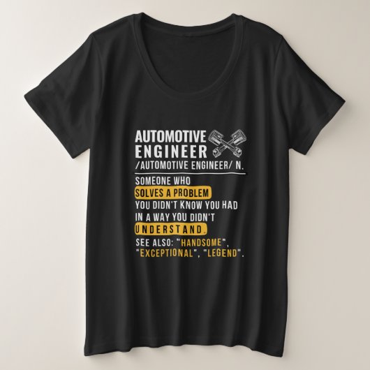 Automotive Engineer Definition Funny Job T shirt (Design voorkant)