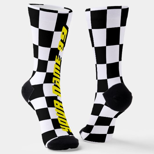 Automotive geruite racevlag aangepaste autosport sokken (Gebogen)