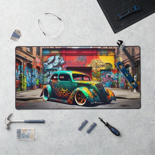 Automotive Hot Rod Graffiti Urban Custom Desk Mat (Werkstation)