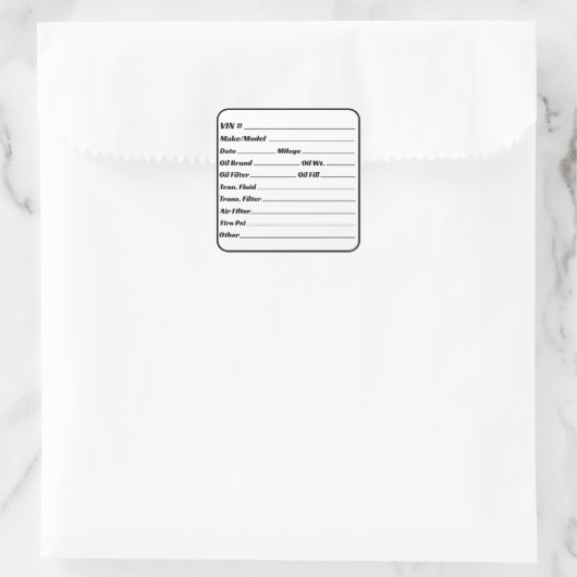 Automotive Maintenance Service Engine Checklist Vierkante Sticker (Tas)