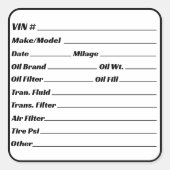 Automotive Maintenance Service Engine Checklist Vierkante Sticker (Voorkant)